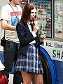 Mischa Barton, with a twist: The actress, dressed like a school girl for her movie Assassination of a High School President, tre