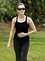 Back on her home turf after a trip to Martha's Vineyard, Reese Witherspoon keeps fit with a quiet solo jog around her Brentwood 