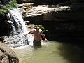Dad in waterfall.