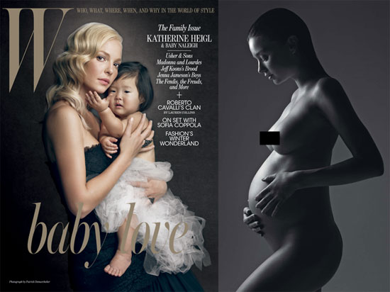 550px x 412px - Naked and Pregnant Miranda Kerr poses in W Magazine's Family ...